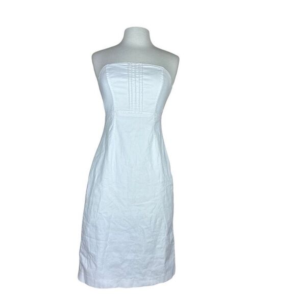 Vintage Dresses & Skirts - Vintage Y2K Express White Strapless A Line Mini Dress Size 2 Cotton Casual